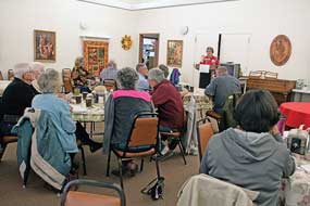 AARP volunteer Barbara Gast teaches a defensive driving course to senior citizens on Monday at the North Big Horn Senior Citizens Center in Lovell. Patti Carpenter photo