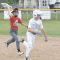 Lovell all-star Jamen Crosby has a Cody player in a pickle during the All Stars and Stripes Tournament in Lovell Friday afternoon. Lovell will now be off to Pinedale next week for the district tournament. David Peck
