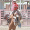 Ryan Nunn firmly grasps the bronc rein during his ride to put points on the board in the saddle bronc event at the Lovell’s Days Rodeo Saturday evening.  Avery Layne 