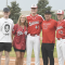 Kyle Wilson (center) stands tall with his parents and siblings on senior night ahead of last Wednesday’s doubleheader against Cody. Pictured on the field in Cowley are (l-r) brother Blake, mother Megan, Kyle, father Nick and brother Dane, a fellow member of the Mustangs. David Peck