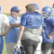 Line coach Logan Blau instructs Lovell High School linemen prior to a drill during practice Monday evening. The Bulldogs travel to Buffalo Saturday for a zero-week game. David Peck