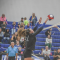 Celeste Lindsay and Kandace Asay (behind) block a shot during Tuesday’s match against Lander. Sherry Snell