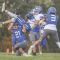 Lovell sophomore receiver Mac Morgan comes down with a reception amid three Lyman defenders during Lovell’s 16-14 win Friday in Lyman. Don Cogger, Bridger Valley Pioneer